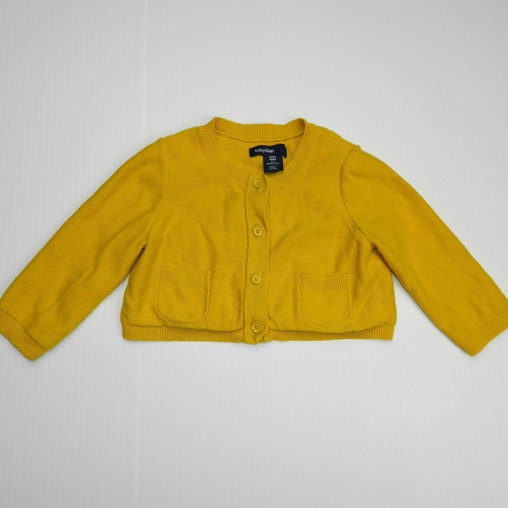 Baby Gap Mustard Yellow Button Front Knit Cardigan Sweater Girls 3-6 Month 3M 6M